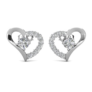 Dasini <span class=keywords><strong>orecchini</strong></span> a bottone con Design a cuore alla moda impreziositi da cristalli <span class=keywords><strong>Swarovski</strong></span> gioielli 925 in argento Sterling per donna - Product Image 1