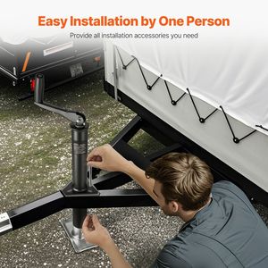 Martinetto a cavalletto per rimorchi con capacità di carico dinamica di 900 kg, maniglia verticale da 15 pollici e base rettangolare per rimorchi da carico e utility - Product Image 4