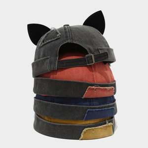 Casquette de baseball vintage 2025 avec oreilles de renard pour femme, style hip-hop, en tissu délavé et surpiqué, modèle Docker mignon - Product Image 1