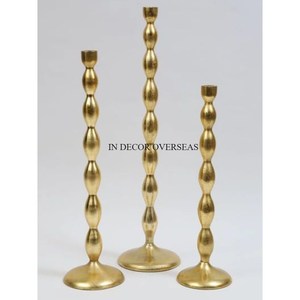 Handmade Iron Made Brass Antique Finished Candlestick Holder Set Durable Metal Home Decoration For <b>Table</b> Centerpiece From India - Product Image 3