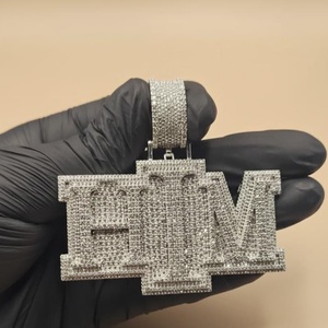 Colgante de Moissanita con Corte Brillante Redondo, Totalmente Engastado, Estilo Hip Hop, Chapado en Oro de 18K, Plata de Ley 925, con Letra HIM para Hombre - Product Image 4