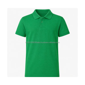 Polo en coton vert Puppetnx pour enfants, uniforme scolaire, hauts à manches courtes - Product Image 1