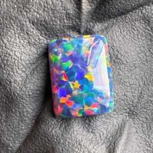 Ópalo sintético de laboratorio con múltiples destellos, corte cabujón, forma de cojín, 12x16mm, excelente calidad, juego de colores, el mejor para collares, gema suelta - Product Image 3