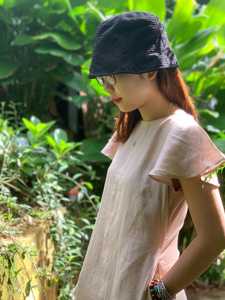 เดรสผ้าลินินคอโอ แขนระบาย ความยาวปานกลาง ระบายอากาศได้ดี ทรงหลวม สีพื้น เรียบง่าย สไตล์ลำลอง สำหรับผู้หญิง - Product Image 1