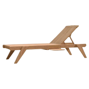 Chaise longue en teck avec dossier, mobilier d'extérieur minimaliste, durable, fabrication manuelle en Indonésie - Product Image 2