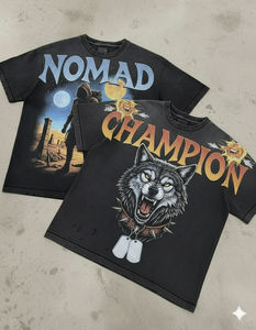 T-shirt Homme 2026 Effet Usé Délavé au Soleil et à l'Acide |   Tissu en coton tissé surdimensionné et ample |   Impression numérique OEM, style streetwear, séchage rapide - Product Image 3