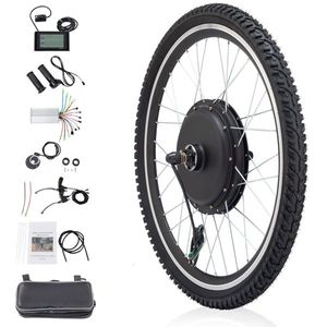 Kit di Modifica per Bicicletta Elettrica 26 Pollici 1000W con Motore Posteriore Nero e Kit Motore Anteriore 2000W per Installazione su Bici - Product Image 1