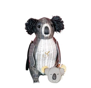 Bolso de Hombro de Mimbre Tejido a Mano con Forma de Koala, Bolso Cruzado Novedoso Gris con Diseño de Animal para Mujer - Product Image 3