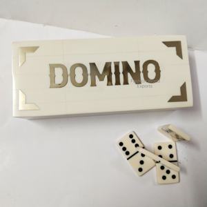 Jeu de dominos standard double 6 avec rangement décoratif en bois, élégant décor de table, jeu pour les réunions de famille - Product Image 6