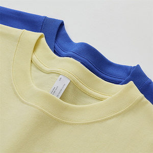 Ensemble de t-shirts en coton bleu uni surdimensionnés pour hommes, décontractés, à manches courtes, col rond, tricotés, respirants, t-shirts surdimensionnés pour hommes - Product Image 4