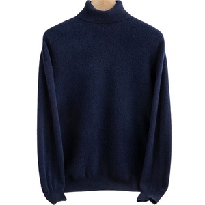 Nueva ropa de chándal para hombre, suéteres básicos de Color sólido con medio Cuello, jerséis elásticos de cuello redondo, suéter de punto de otoño cálido de gran tamaño para hombre - Product Image 5