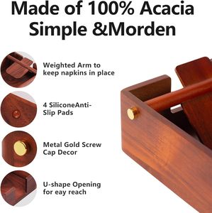 Moderno Porta Servilletas de Madera Plano con Barra de Peso, Dispensador de Papel Ecológico para Mesa de Cocina, Venta al por Mayor - Product Image 5