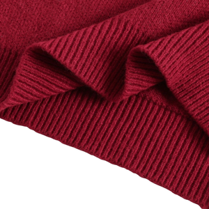 Pull en tricot rouge pour homme, imprimé géométrique blanc, manches longues, hiver, Noël, anti-boulochage, 100 % coton, décontracté, logo frontal - Product Image 6