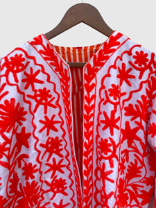 Veste en coton brodée à la main avec des motifs floraux, manches longues, manches lanternes, taille plus, style Prairie Chic, vêtements de printemps pour femmes - Product Image 2