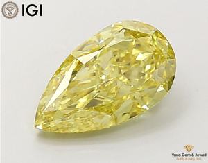 เพชร CVD ที่ได้รับการรับรองจาก IGI น้ำหนัก 1.50 กะรัต ความใส VVS2 สีเหลืองสดใสทรงลูกแพร์ สำหรับแหวนสุดหรู - Product Image 1