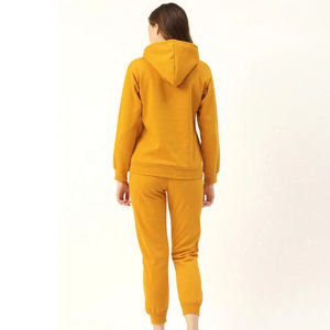 Factory Made Plus Size Women's Fleece Streetwear Tracksuit Quick Dry Breathable Cotton/Polyester Custom Logo Yellow - Product Image 2