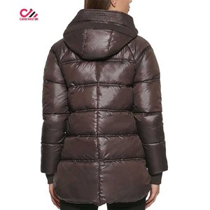 Veste matelassée sur mesure pour femme, veste d'hiver, veste d'extérieur, manches longues, rembourrage en polyester, fermeture éclair, couleur unie, épaisse et chaude - Product Image 2