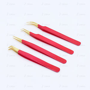 Lot de 4 pinces à cils enduites d'or pour extensions de cils Pince à épiler Volume en acier inoxydable sans rouille - Product Image 2