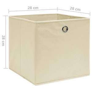 Ensemble de 4 boîtes de rangement en tissu non tissé crème 11x11x11 pouces, solution d'organisation pratique et élégante - Product Image 5
