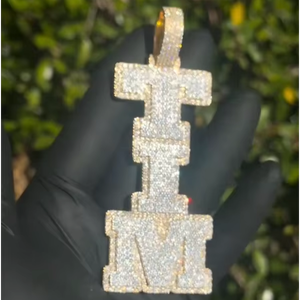 CONCEPTION Joyería Hip Hop, Colgante de Letra con Nombre Personalizado, Totalmente Incrustado con Moissanita, Chapado en Oro, Plata de Ley 925, Pasa el Test de Diamantes - Product Image 1