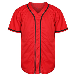 Maillot de baseball personnalisé pour équipe, respirant, en mesh, uniforme de softball, chemise de baseball rouge unie à boutons pour l'entraînement - Product Image 1
