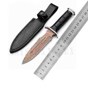 Cuchillo Bowie de cobre damasco hecho a mano con mango de madera negra y hoja forjada en cobre. Regalo de aniversario, regalo del Día del Padre, regalo para padrino de boda. - Product Image 6