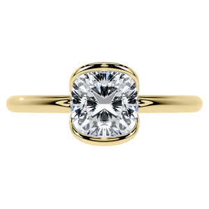 Anillo de Compromiso Solitario Gema Creative de Oro Amarillo de 14K con Diamante Cultivado en Laboratorio de Corte Cojín de Media Montura Pequeña, Certificado IGI - Product Image 4