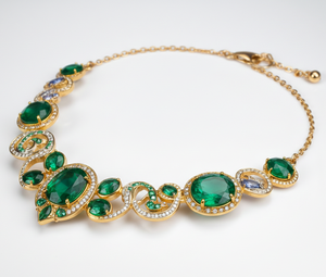 Collar con Colgante Verde Hidro de 16 Pulgadas con Formas Múltiples, con Circonita Cúbica, Plata de Ley 925, Chapado en Oro de 18K, 45g, Joyería Fina - Product Image 3