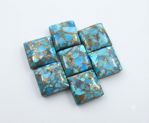 Cabochon carré en turquoise cuivrée bleue, pierre précieuse en vrac pour la fabrication de bijoux - Product Image 5