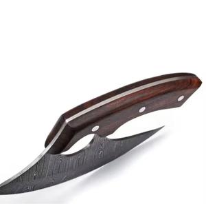 Couteau à pizza artisanal en acier Damas, idéal pour les hôtels, avec manche en bois personnalisé et étui en cuir, fabrication artisanale en acier, International - Product Image 4