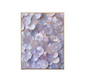 Pintura artesanal popular de mosaico de concha de nácar natural morada, arte mural abstracto moderno para sala de estar de lujo - Product Image 4