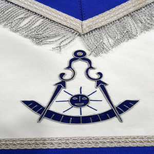 Delantal de Maestro Masón Azul Personalizado Profesional con Flecos Azules y Plateados, Regalia Masónica con Bordado Artesanal - Product Image 3