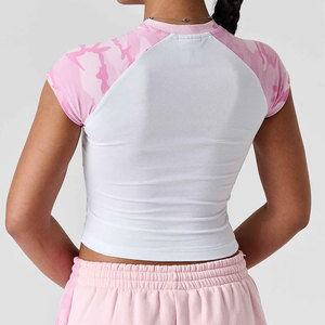 เสื้อครอปท็อปผู้หญิงแบบสั่งทำ OEM ขายดีประจำฤดูร้อน ทรงเข้ารูป ระบายอากาศ แห้งเร็ว คอกลม แขนสั้น น้ำหนักเบา ขายส่ง - Product Image 5