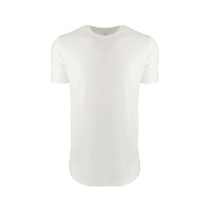T-shirt en coton doux pour homme, manches courtes, col rond, extensible, coupe longue, uni - Product Image 4