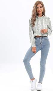 Sudadera Corta para Mujer, Color Sólido, Estilo Casual con Capucha, para Marcas de Boutique (OEM) - Product Image 4