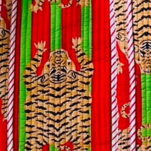 Bohemian Cotton Tote <b>Bag</b> with Floral Pattern Red Green Stripes <b>Foldable</b> Autumn Shopping <b>Bag</b> All Seasons Style - Product Image 6