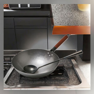 Wok Tradicional de Fondo Redondo de Acero Inoxidable Ligero, Apto para Inducción, Capacidad de 20L, Mango de Madera, Apto para Lavavajillas - Product Image 2