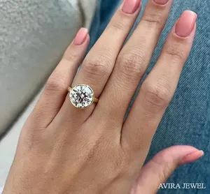 Bague de fiançailles en diamant Moissanite 1 carat, couleur E/F, clarté VVS1/VS1, argent 925, bijoux de mariage pour femmes - Product Image 1