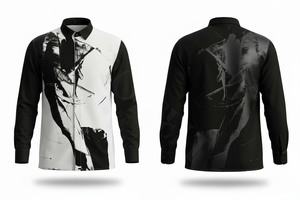 Chemise à manches longues imprimée à motifs abstraits personnalisés, design artistique élégant, tendance, décontractée, pour le bureau, vente chaude - Product Image 3