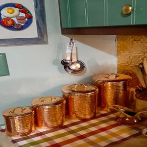 Designer Hammered Copper Kitchen Canister Set with Lids, Airtight Storage <b>Jars</b> for Coffee Tea Sugar, Luxury Copperware - Product Image 5