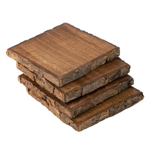 Square Wooden <b>Coasters</b> <b>Set</b> Natural Wood Grain Retro Design Non-Slip Mats for Table Decor At Best Price - Product Image 1