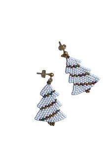 Handmade Santa <b>Christmas</b> Beaded <b>Earrings</b> drop seed beads embroidery good colour glass bead from India - Product Image 5