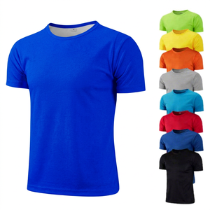 T-shirt à manches courtes pour homme, uni, couleur unie, col rond, coupe classique, décontracté, en coton tricoté respirant, blanc et multicolores - Product Image 2