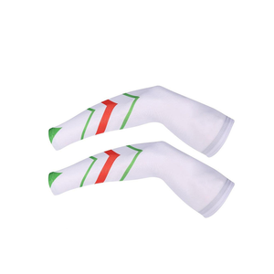 Manchons de compression pour cyclisme, blancs avec rayures rouges et vertes, protection anti-UV pour adultes, unisexe, pour le sport - Product Image 3