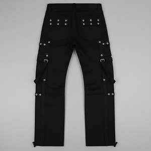 Pantalon cargo large personnalisé style punk gothique pour hommes et femmes, noir, en polyester épais, avec rivets, style bondage, streetwear Y2K - Product Image 6