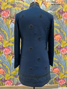 Sherwani Étnico para Hombre, Diseño Fluido, Color Verde Prusia, Tela TR Lachko con Cuentas de Vidrio Tónicas y Bordado de Lentejuelas - Product Image 3