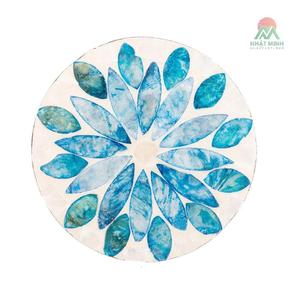 Ensemble de dessous-de-verre ronds en nacre, motif floral bleu, tapis et coussinets antidérapants, design oriental - Product Image 6