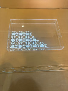 Nouveau design musulman arabe fait à la main personnalisé nacre noire incrustation Ramadan cadeau gravé acrylique plateaux de service avec serpillière - Product Image 2