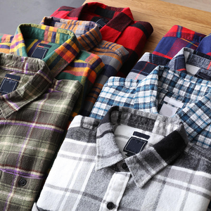 Chemise en flanelle à carreaux 100 % coton pour homme, manches longues, boutonnage simple, sergé, vente en gros - Product Image 1