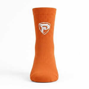 Chaussettes orange à logo blanc sur le revers, respirantes, tricotées, pour usage décontracté, adultes - Product Image 1